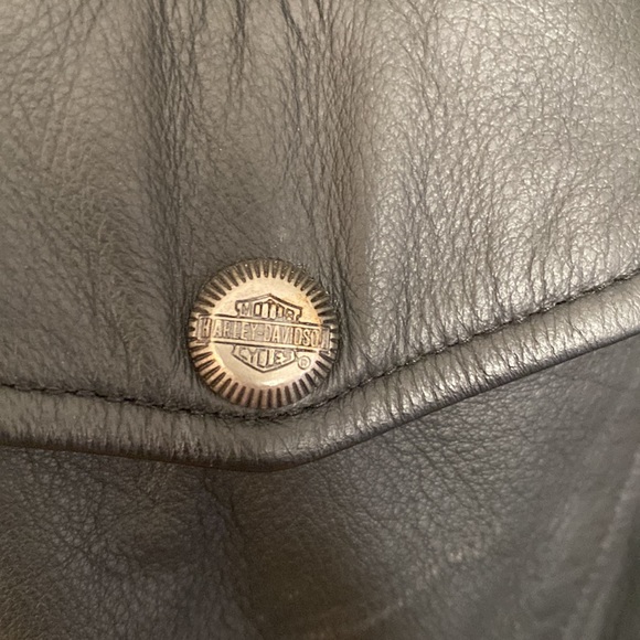 HARLEY DAVIDSON Leather Studded Biker Jacket, size XL, Black - Picture 13 of 14